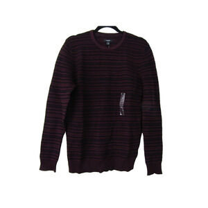 Alfani Burgundy/Black Ribbed Knit Crew Sweater Mens size S Coastal Fisherman